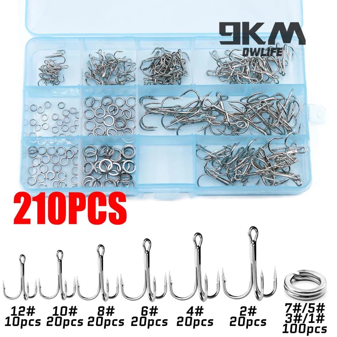 210 st silverade trekrokar med delringar kit
