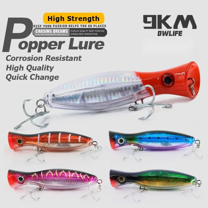 13 cm saltvatten topwater popper-bete med trekrok